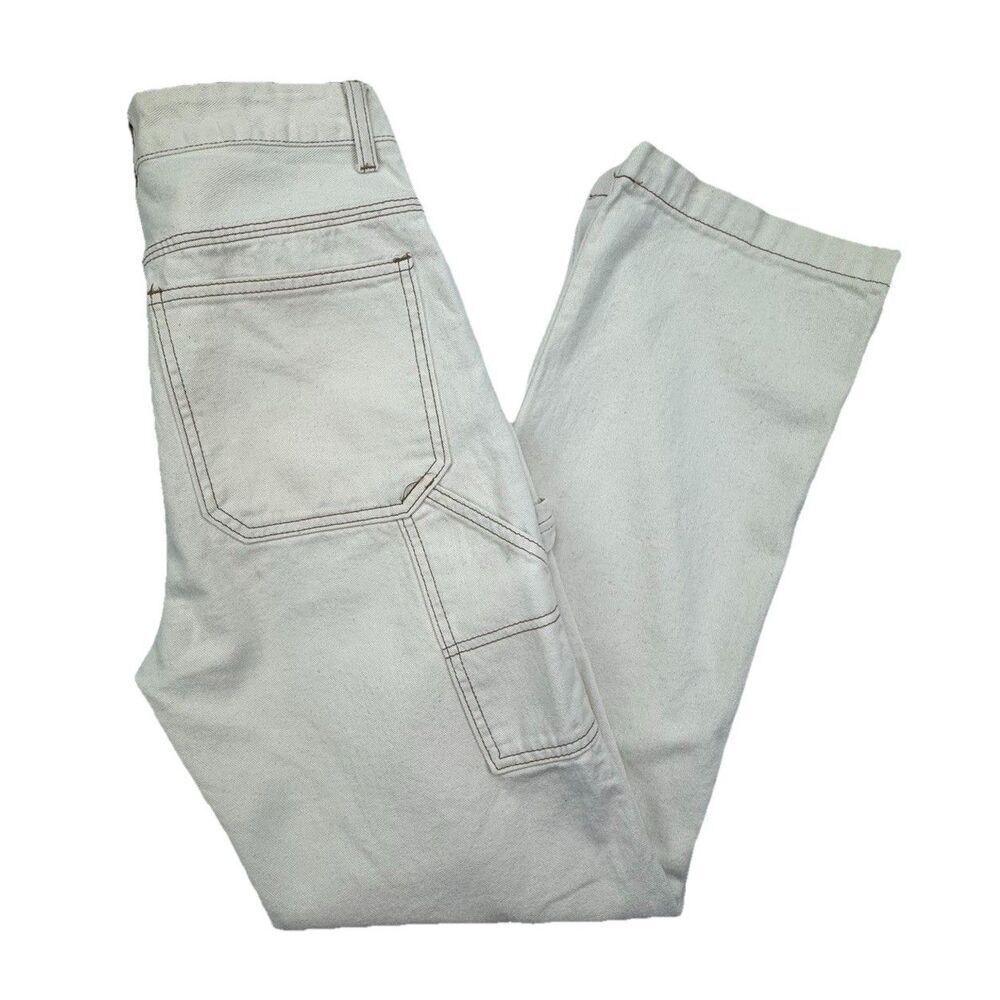 S.O.N.G. Carpenter Jeans Womens 5/27 Ecru Utility Pocket Y2K 90s Denim Pants